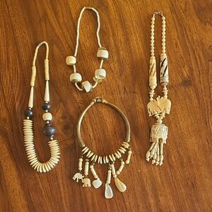 Vintage African Tribal Bone Beaded Necklace Set